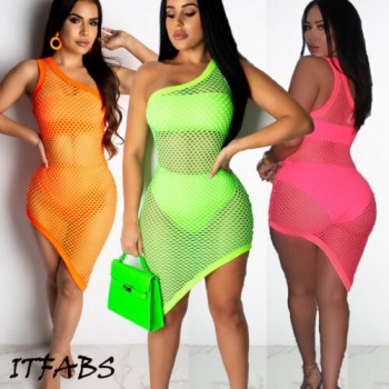Mini Maxi Dress Club Party Beach Cover Up Bodycon Dresses Summer Sundress Orange Green Black Pink